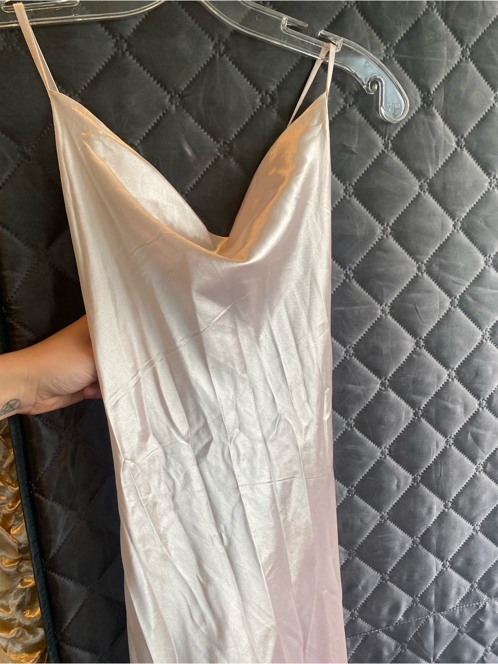 Satin Cowl-Neck Slip Dress in Soft Blush